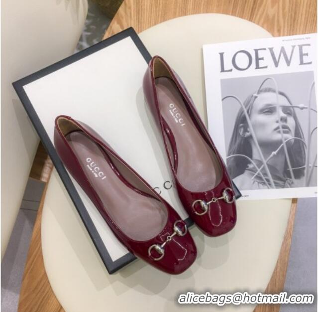 Well Crafted Gucci Patent Leathe Ballet Flat with Horsebit 022517 Burgundy 2021