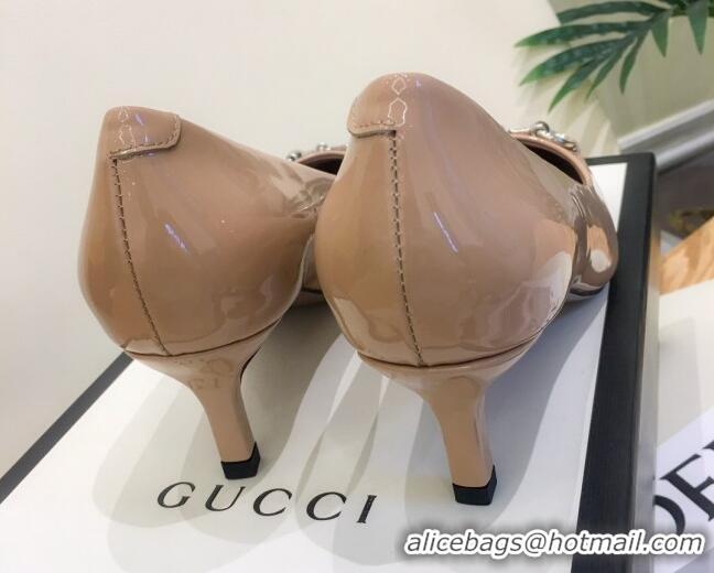 Good Quality Gucci Patent Leathe Pumps 5cm with Horsebit 022518 Nude 2021