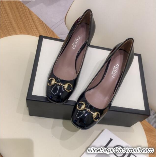 Best Price Gucci Patent Leathe Pumps 5cm with Horsebit 022520 Black 2021