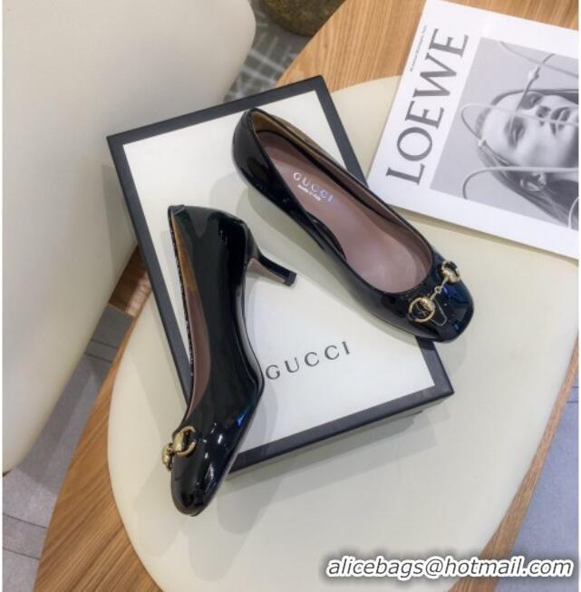 Best Price Gucci Patent Leathe Pumps 5cm with Horsebit 022520 Black 2021