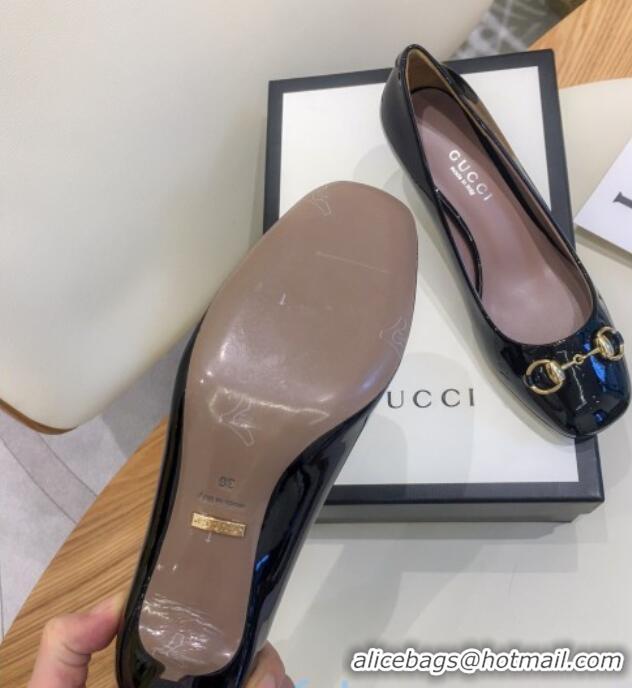 Best Price Gucci Patent Leathe Pumps 5cm with Horsebit 022520 Black 2021