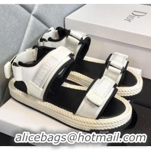 Buy Inexpensive Dior D-Wander Fabric Flat Strap Sandals CD8122 White 2021