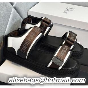 Buy Cheap Dior D-Wander Fabric Flat Strap Sandals CD8122 Brown 2021