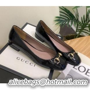 Lowest Price Gucci Patent Leathe Ballet Flat with Horsebit 022521 Black 2021