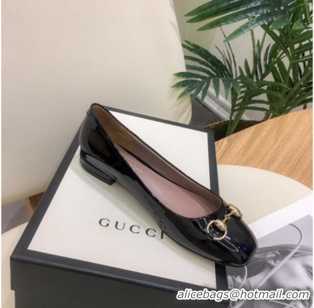 Lowest Price Gucci Patent Leathe Ballet Flat with Horsebit 022521 Black 2021