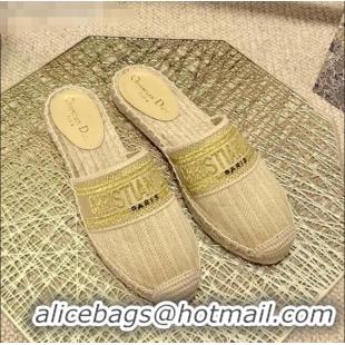 Inexpensive Dior Granville Espadrille Mules in Metallic Thread Embroidered Cotton CD0904 Beige 2021