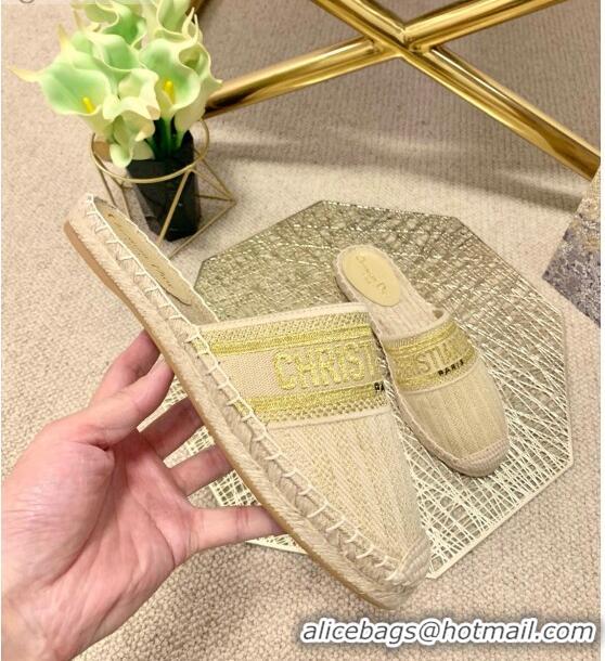 Inexpensive Dior Granville Espadrille Mules in Metallic Thread Embroidered Cotton CD0904 Beige 2021