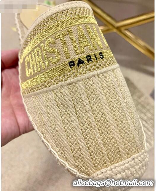 Inexpensive Dior Granville Espadrille Mules in Metallic Thread Embroidered Cotton CD0904 Beige 2021