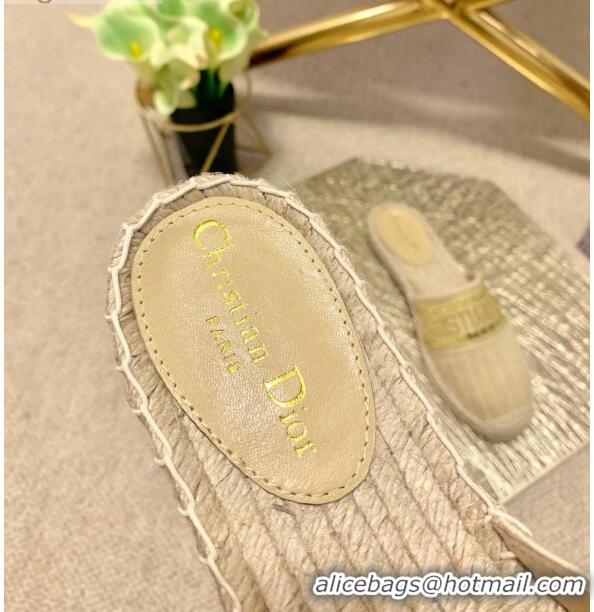 Inexpensive Dior Granville Espadrille Mules in Metallic Thread Embroidered Cotton CD0904 Beige 2021