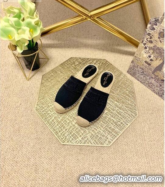 Best Price Dior Granville Espadrille Mules in Metallic Thread Embroidered Cotton CD0904 Black 2021