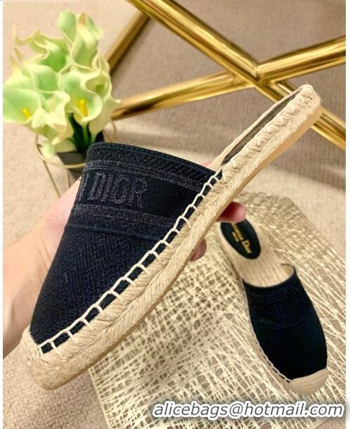 Best Price Dior Granville Espadrille Mules in Metallic Thread Embroidered Cotton CD0904 Black 2021