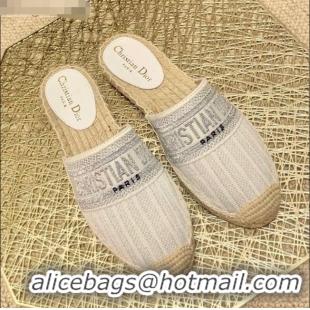 ​Promotional Dior Granville Espadrille Mules in Metallic Thread Embroidered Cotton CD0904 White 2021