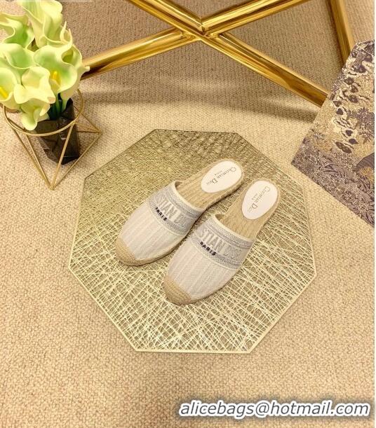 ​Promotional Dior Granville Espadrille Mules in Metallic Thread Embroidered Cotton CD0904 White 2021