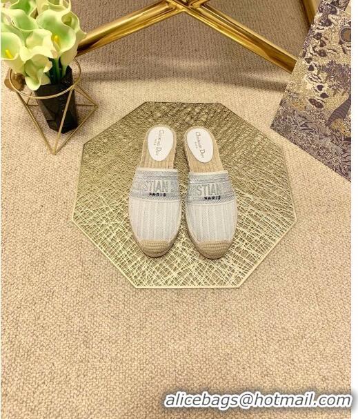 ​Promotional Dior Granville Espadrille Mules in Metallic Thread Embroidered Cotton CD0904 White 2021