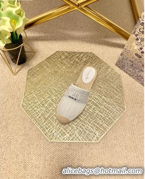 ​Promotional Dior Granville Espadrille Mules in Metallic Thread Embroidered Cotton CD0904 White 2021