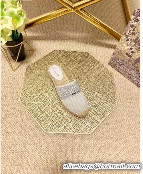 ​Promotional Dior Granville Espadrille Mules in Metallic Thread Embroidered Cotton CD0904 White 2021