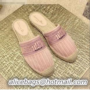 Grade Quality Dior Granville Espadrille Mules in Metallic Thread Embroidered Cotton CD0904 Pink 2021