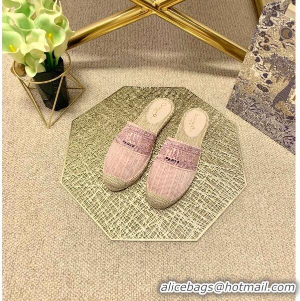 Grade Quality Dior Granville Espadrille Mules in Metallic Thread Embroidered Cotton CD0904 Pink 2021