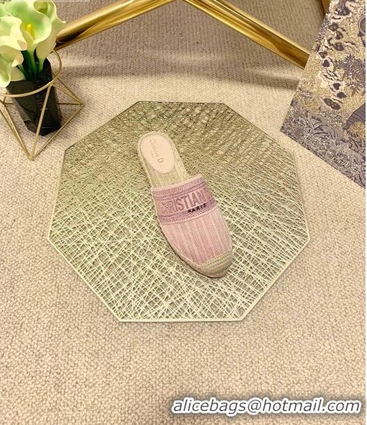 Grade Quality Dior Granville Espadrille Mules in Metallic Thread Embroidered Cotton CD0904 Pink 2021