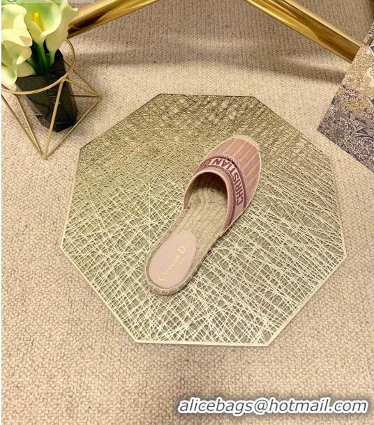 Grade Quality Dior Granville Espadrille Mules in Metallic Thread Embroidered Cotton CD0904 Pink 2021