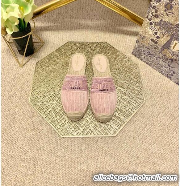 Grade Quality Dior Granville Espadrille Mules in Metallic Thread Embroidered Cotton CD0904 Pink 2021