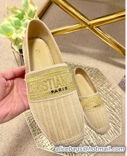 Shop Cheap Dior Granville Espadrilles in Metallic Thread Embroidered Cotton CD0908 Beige 2021