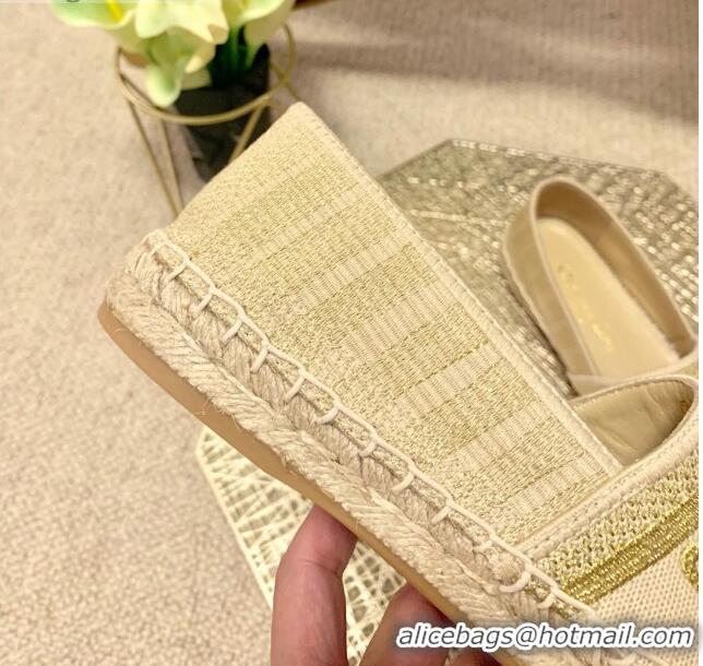 Shop Cheap Dior Granville Espadrilles in Metallic Thread Embroidered Cotton CD0908 Beige 2021