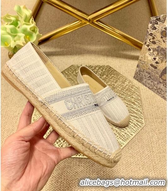 Well Crafted Dior Granville Espadrilles in Metallic Thread Embroidered Cotton CD0908 White 2021