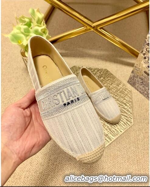 Well Crafted Dior Granville Espadrilles in Metallic Thread Embroidered Cotton CD0908 White 2021