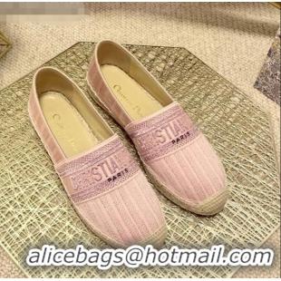 Famous Brand Dior Granville Espadrilles in Metallic Thread Embroidered Cotton CD0908 Pink 2021