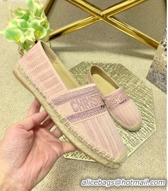 Famous Brand Dior Granville Espadrilles in Metallic Thread Embroidered Cotton CD0908 Pink 2021