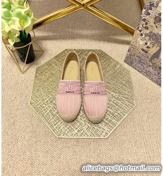 Famous Brand Dior Granville Espadrilles in Metallic Thread Embroidered Cotton CD0908 Pink 2021