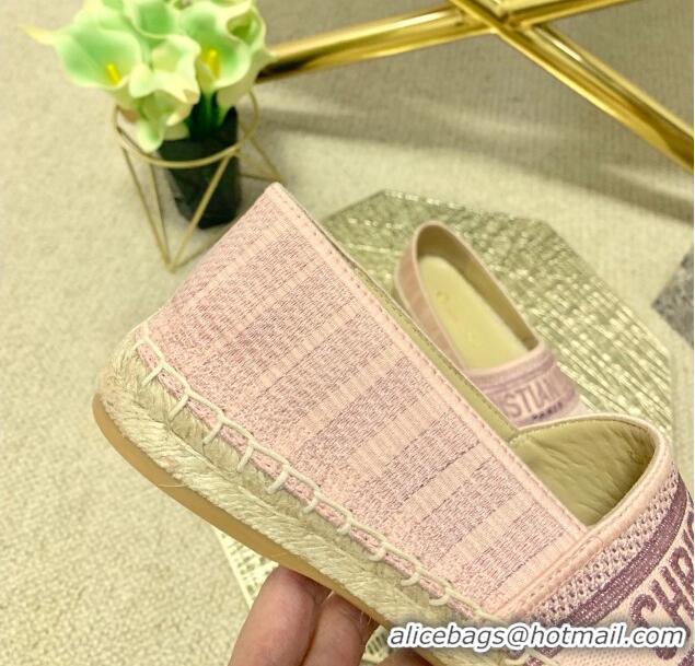 Famous Brand Dior Granville Espadrilles in Metallic Thread Embroidered Cotton CD0908 Pink 2021