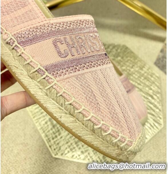 Famous Brand Dior Granville Espadrilles in Metallic Thread Embroidered Cotton CD0908 Pink 2021