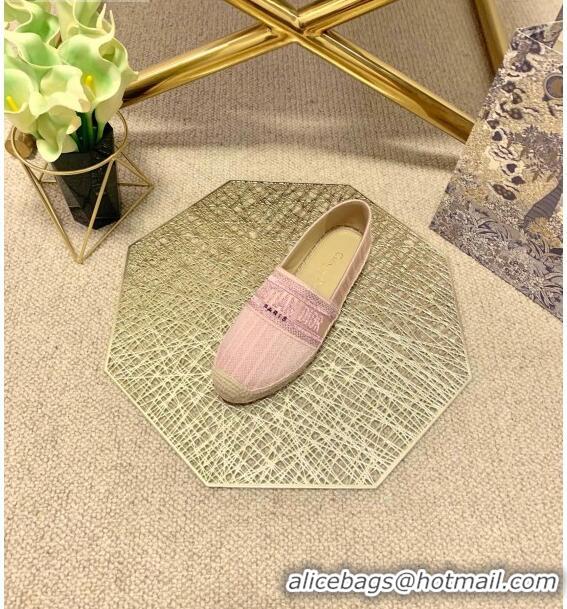 Famous Brand Dior Granville Espadrilles in Metallic Thread Embroidered Cotton CD0908 Pink 2021