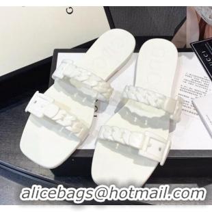 Most Popular Gucci PVC Chain Flat Slide Sandals 022586 White