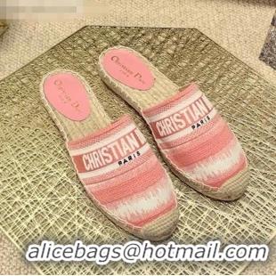 Classic Dior Granville Espadrille Mules in CD0912 Pink D-Stripes Embroidered Cotton 2021