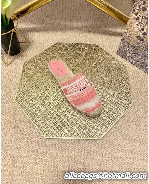 Classic Dior Granville Espadrille Mules in CD0912 Pink D-Stripes Embroidered Cotton 2021