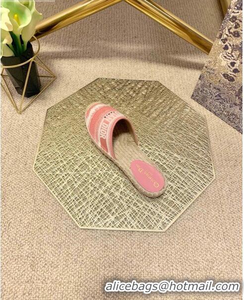 Classic Dior Granville Espadrille Mules in CD0912 Pink D-Stripes Embroidered Cotton 2021