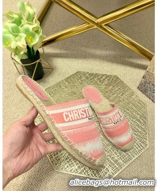 Classic Dior Granville Espadrille Mules in CD0912 Pink D-Stripes Embroidered Cotton 2021