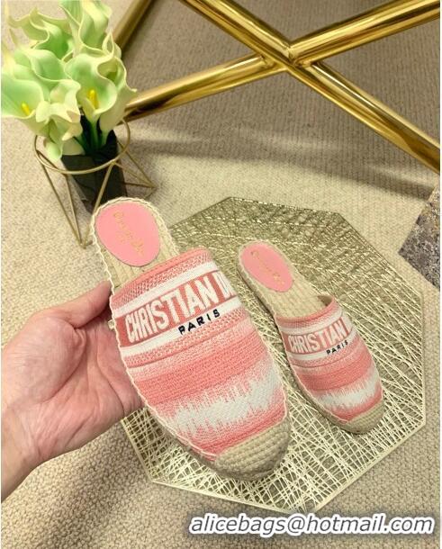 Classic Dior Granville Espadrille Mules in CD0912 Pink D-Stripes Embroidered Cotton 2021