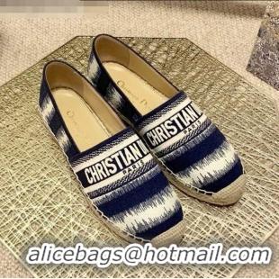 Top Grade Dior Granville Espadrilles in CD0916 Dark Blue D-Stripes Embroidered Cotton 2021