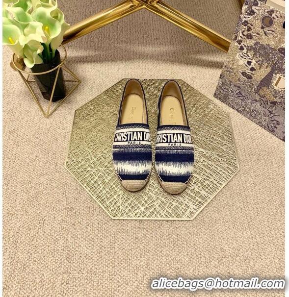 Top Grade Dior Granville Espadrilles in CD0916 Dark Blue D-Stripes Embroidered Cotton 2021