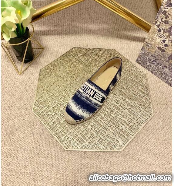 Top Grade Dior Granville Espadrilles in CD0916 Dark Blue D-Stripes Embroidered Cotton 2021