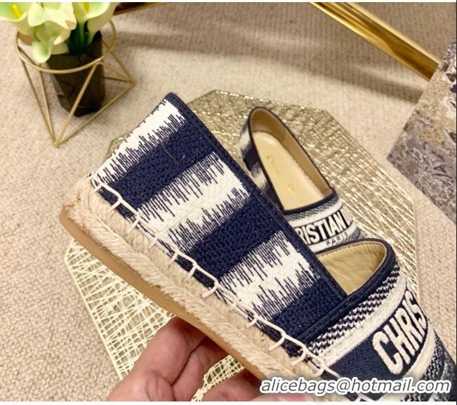 Top Grade Dior Granville Espadrilles in CD0916 Dark Blue D-Stripes Embroidered Cotton 2021