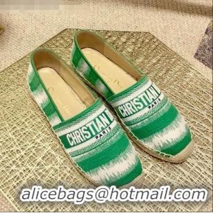 Discount Dior Granville Espadrilles in CD0916 Green D-Stripes Embroidered Cotton 2021