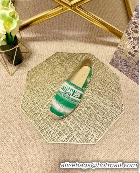 Discount Dior Granville Espadrilles in CD0916 Green D-Stripes Embroidered Cotton 2021