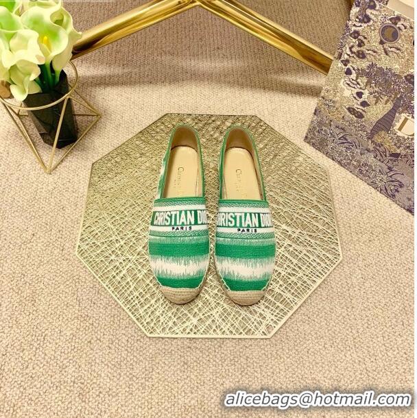 Discount Dior Granville Espadrilles in CD0916 Green D-Stripes Embroidered Cotton 2021