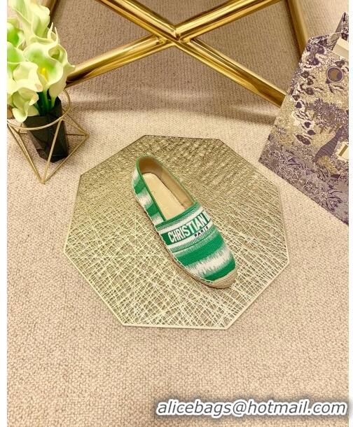 Discount Dior Granville Espadrilles in CD0916 Green D-Stripes Embroidered Cotton 2021