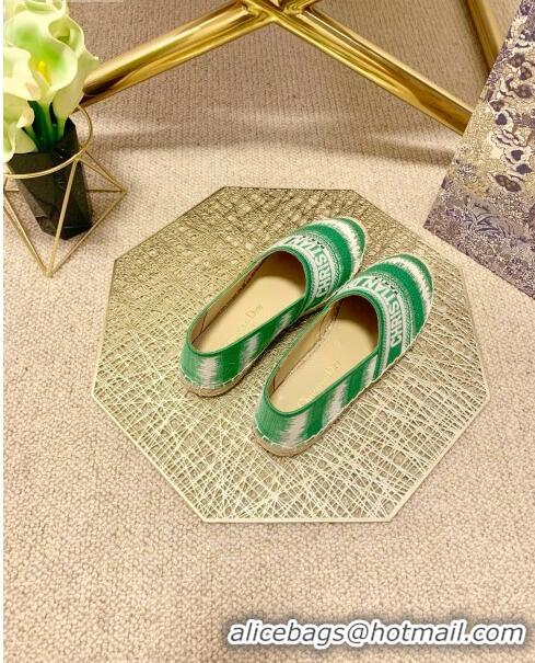 Discount Dior Granville Espadrilles in CD0916 Green D-Stripes Embroidered Cotton 2021